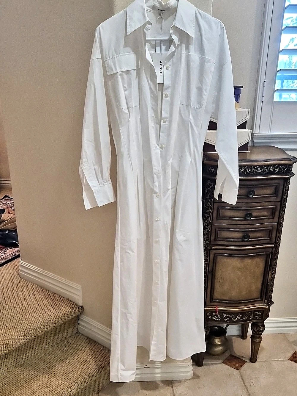 FRAME White Maxi Shirtdress Size 2 NWT